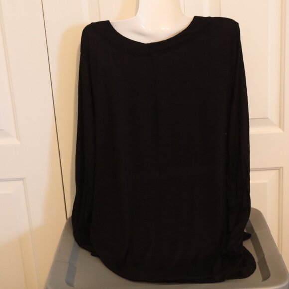Old Navy Black Luxe Pleat Tunic Long Sleeve Top Womens Size XXL Rayon/Viscose - Picture 10 of 11